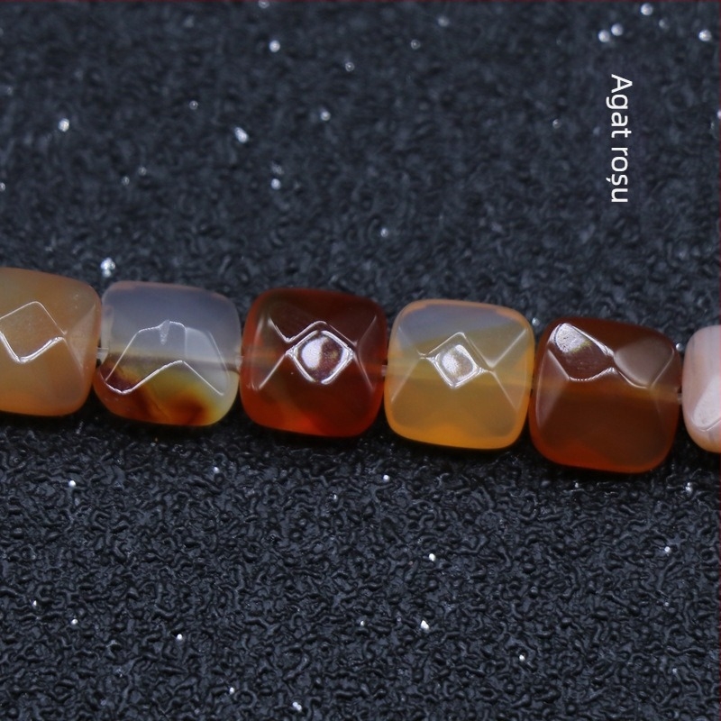 Agat cristal, piatră semiprețioasă, 8 mm, pătrat, fațetat, mărgele libere, brățară DIY, colier, accesorii bijuterii, materiale, en-gros