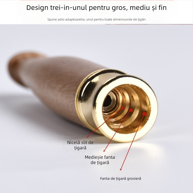 Suport pentru țigări cu filtru din lemn masiv Jinsinan, filtru grosier, mediu și fin, tip de circulație cu trei utilizări, lavabil