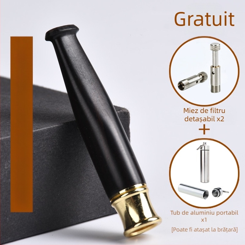 Suport pentru țigări cu filtru din lemn masiv Jinsinan, filtru grosier, mediu și fin, tip de circulație cu trei utilizări, lavabil