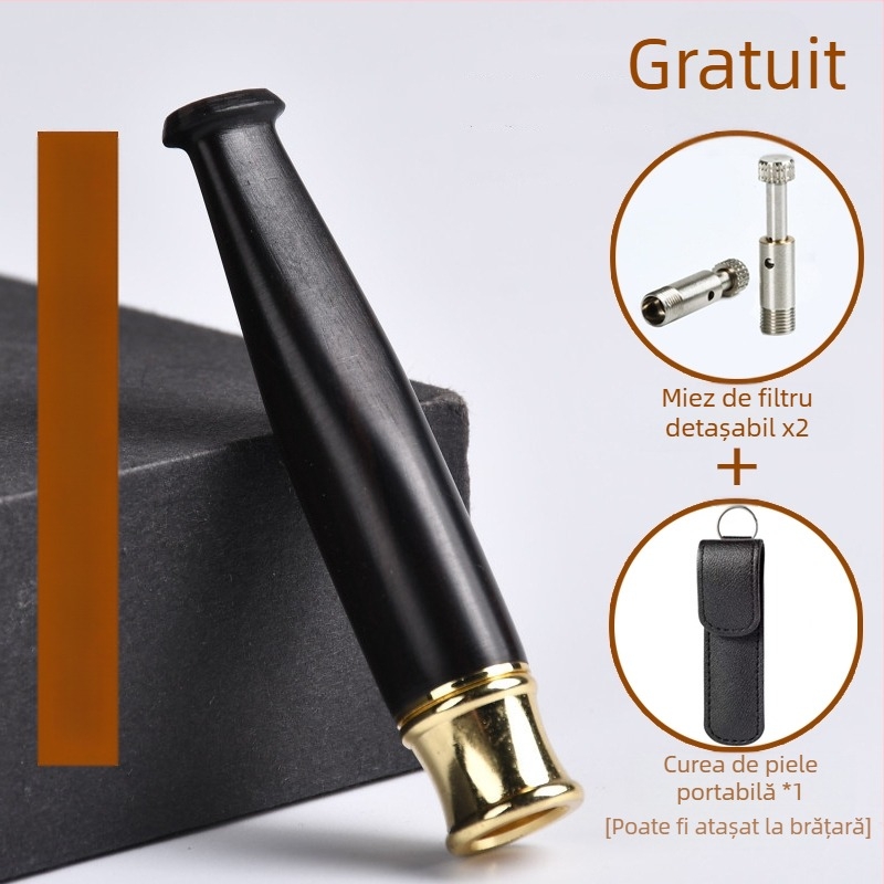 Suport pentru țigări cu filtru din lemn masiv Jinsinan, filtru grosier, mediu și fin, tip de circulație cu trei utilizări, lavabil