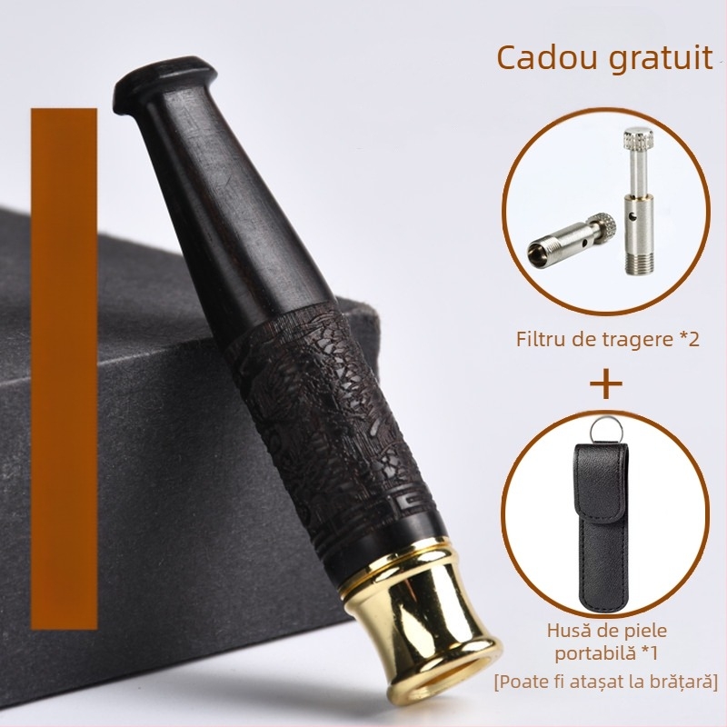 Suport pentru țigări cu filtru din lemn masiv Jinsinan, filtru grosier, mediu și fin, tip de circulație cu trei utilizări, lavabil