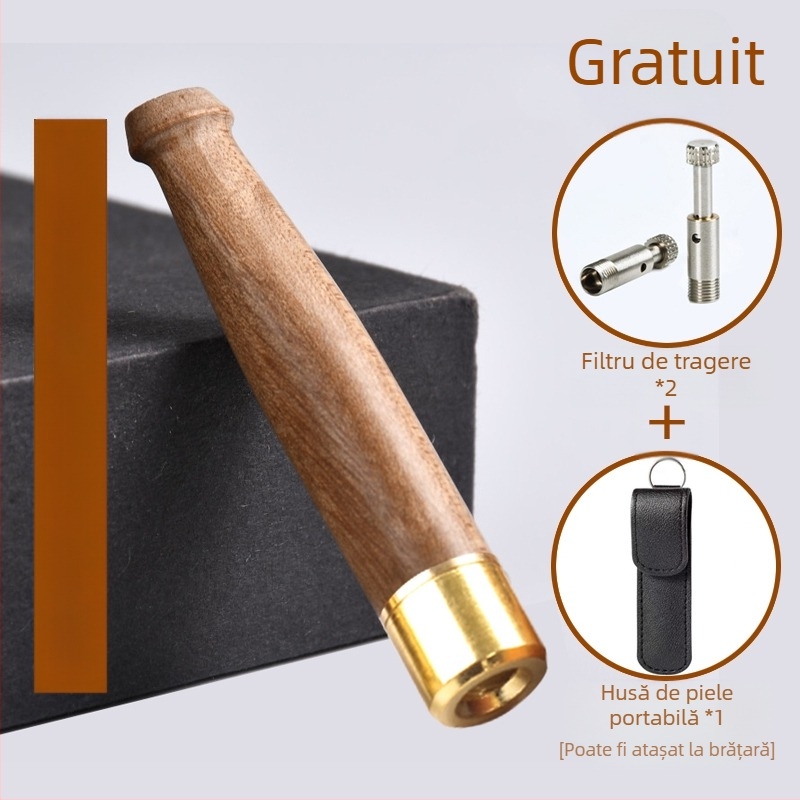 Suport pentru țigări cu filtru din lemn masiv Jinsinan, filtru grosier, mediu și fin, tip de circulație cu trei utilizări, lavabil