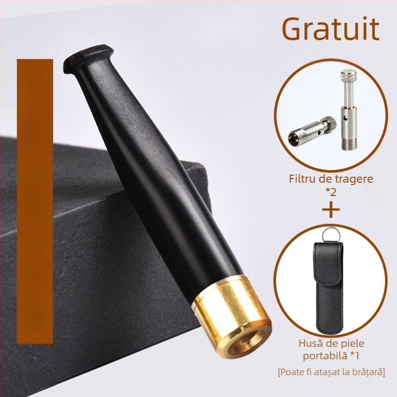 Suport pentru țigări cu filtru din lemn masiv Jinsinan, filtru grosier, mediu și fin, tip de circulație cu trei utilizări, lavabil