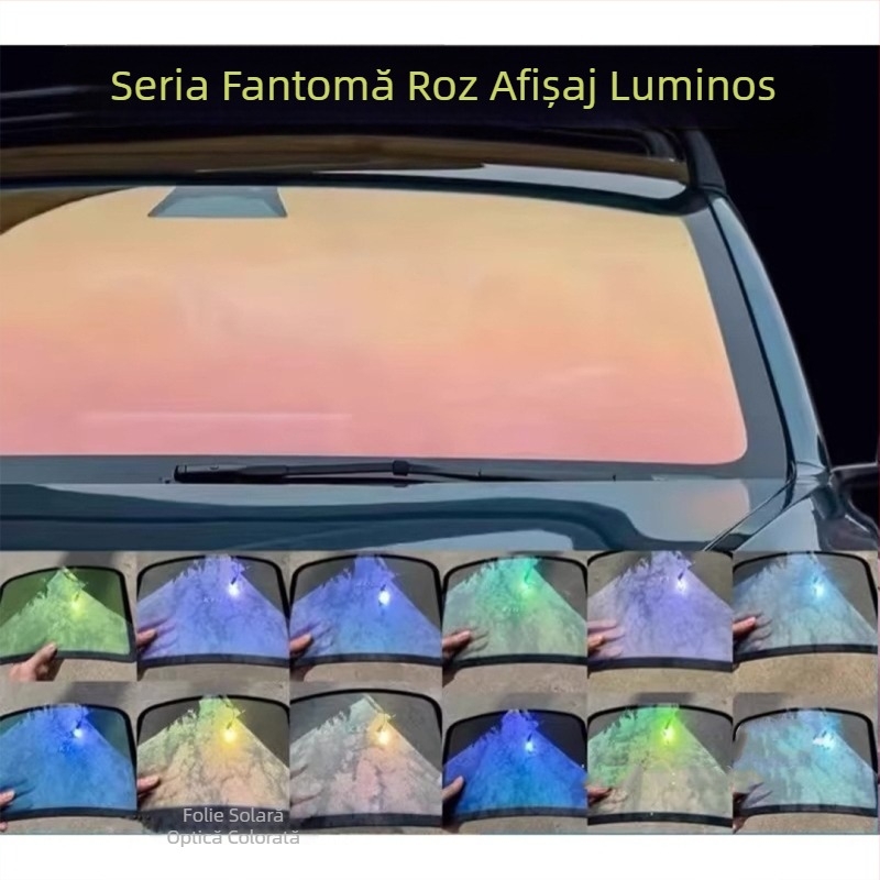 Folie solară colorată populară, folie izolatoare frontală, violet, albastru deschis, Enchantress Rose Ghost, folie pentru geamuri auto, izolație ridicată și înaltă definiție