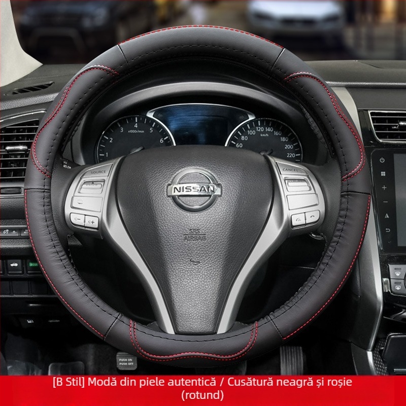 Husa de volan din piele este potrivită pentru Nissan Nissan Xuanyi Qijun Heavenly Sunshine Tiida Bluebird, pentru toate anotimpurile.