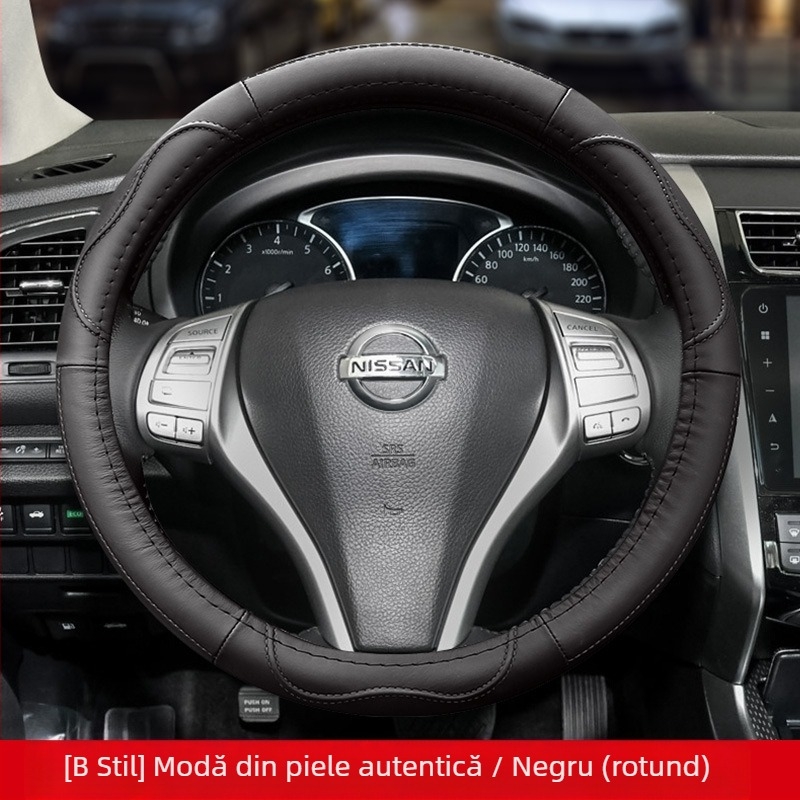 Husa de volan din piele este potrivită pentru Nissan Nissan Xuanyi Qijun Heavenly Sunshine Tiida Bluebird, pentru toate anotimpurile.