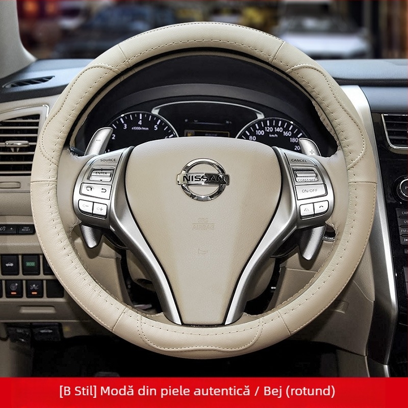 Husa de volan din piele este potrivită pentru Nissan Nissan Xuanyi Qijun Heavenly Sunshine Tiida Bluebird, pentru toate anotimpurile.