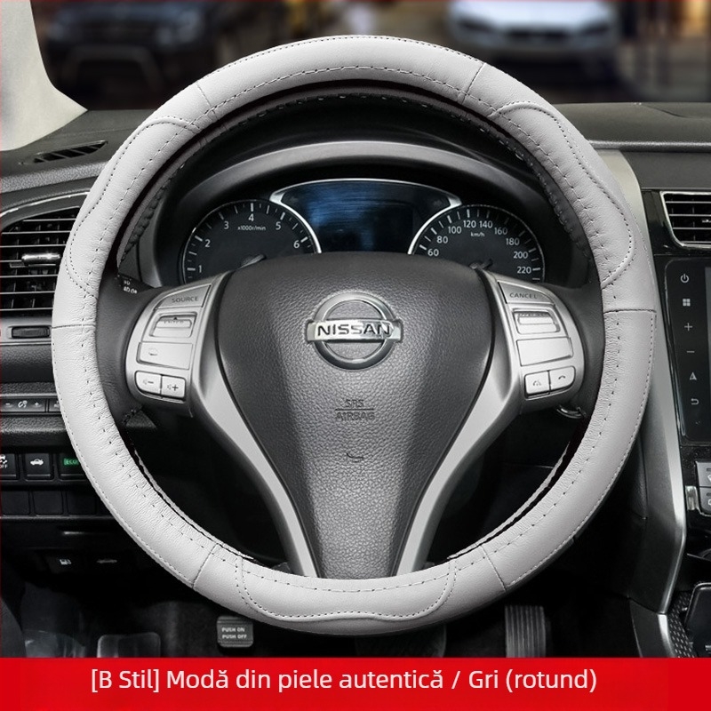 Husa de volan din piele este potrivită pentru Nissan Nissan Xuanyi Qijun Heavenly Sunshine Tiida Bluebird, pentru toate anotimpurile.