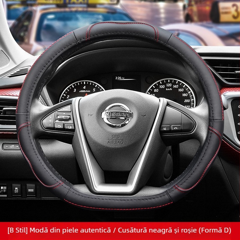 Husa de volan din piele este potrivită pentru Nissan Nissan Xuanyi Qijun Heavenly Sunshine Tiida Bluebird, pentru toate anotimpurile.