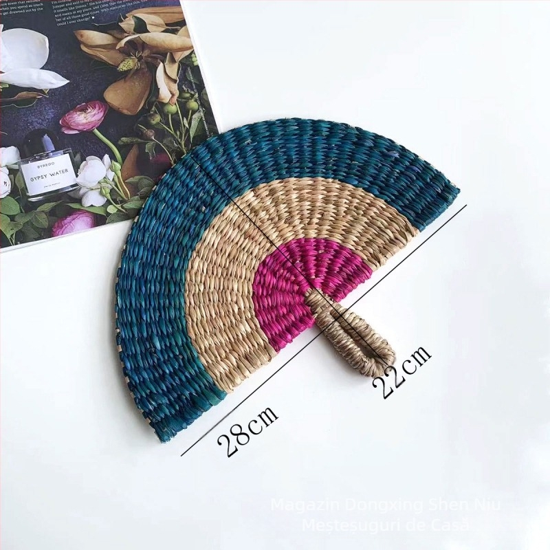 Evantai țesut manual, importat din Vietnam, din alge marine, evantai țesut zilnic, în stil african, decorațiuni de perete de vară