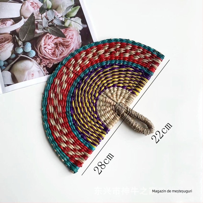 Evantai țesut manual, importat din Vietnam, din alge marine, evantai țesut zilnic, în stil african, decorațiuni de perete de vară