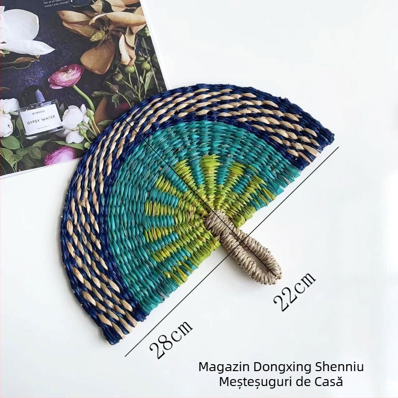 Evantai țesut manual, importat din Vietnam, din alge marine, evantai țesut zilnic, în stil african, decorațiuni de perete de vară