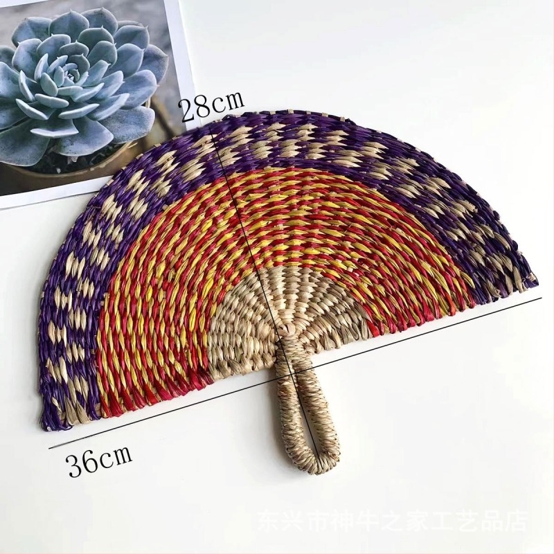 Evantai țesut manual, importat din Vietnam, din alge marine, evantai țesut zilnic, în stil african, decorațiuni de perete de vară