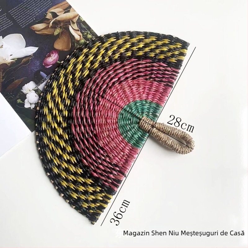 Evantai țesut manual, importat din Vietnam, din alge marine, evantai țesut zilnic, în stil african, decorațiuni de perete de vară