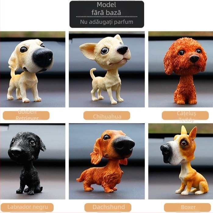 Ornamente transfrontaliere cu figurină tip bobblehead pentru câini, ornamente creative și drăguțe pentru mașini, păpuși drăguțe de simulare a câinilor și pisicilor, câini faimoși în întreaga lume