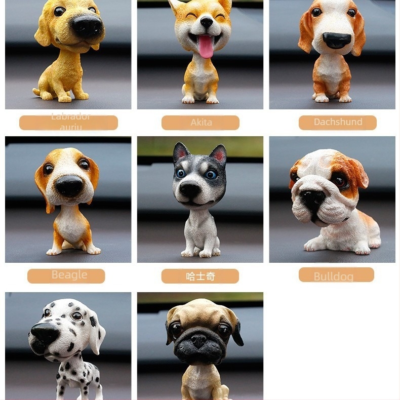 Ornamente transfrontaliere cu figurină tip bobblehead pentru câini, ornamente creative și drăguțe pentru mașini, păpuși drăguțe de simulare a câinilor și pisicilor, câini faimoși în întreaga lume