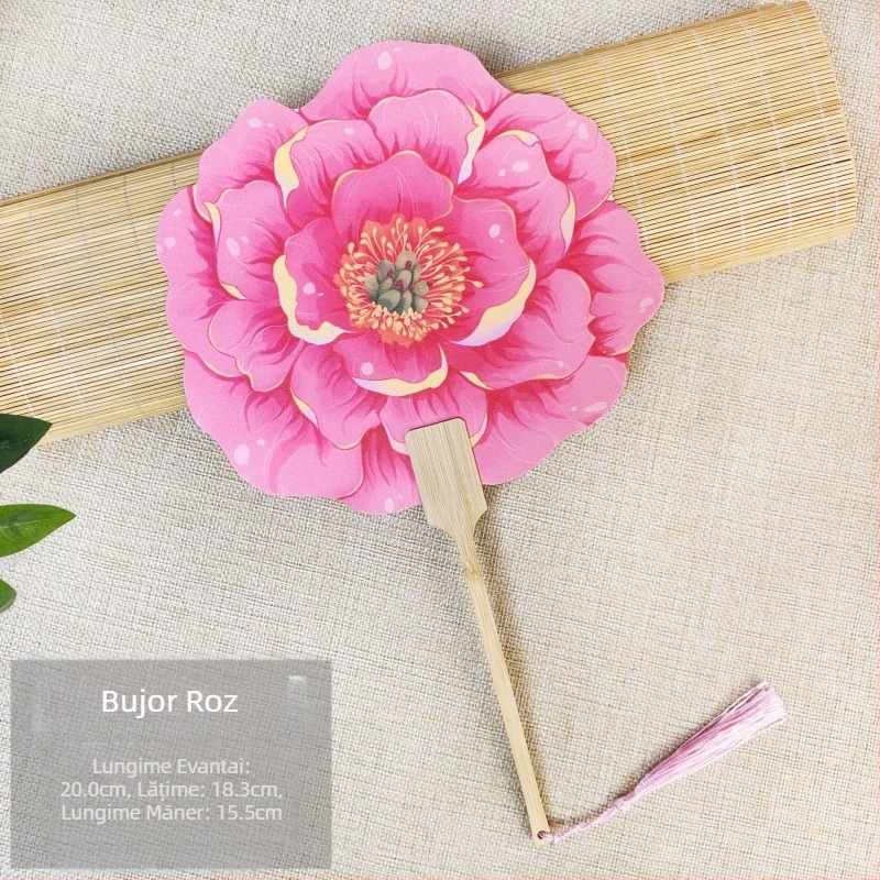 Evantai de bujor Luoyang, evantai în formă de floare în stil antic cultural și creativ, check-in foto pentru locuri pitorești la modă națională, personalizare evantai meșteșugăresc de dans