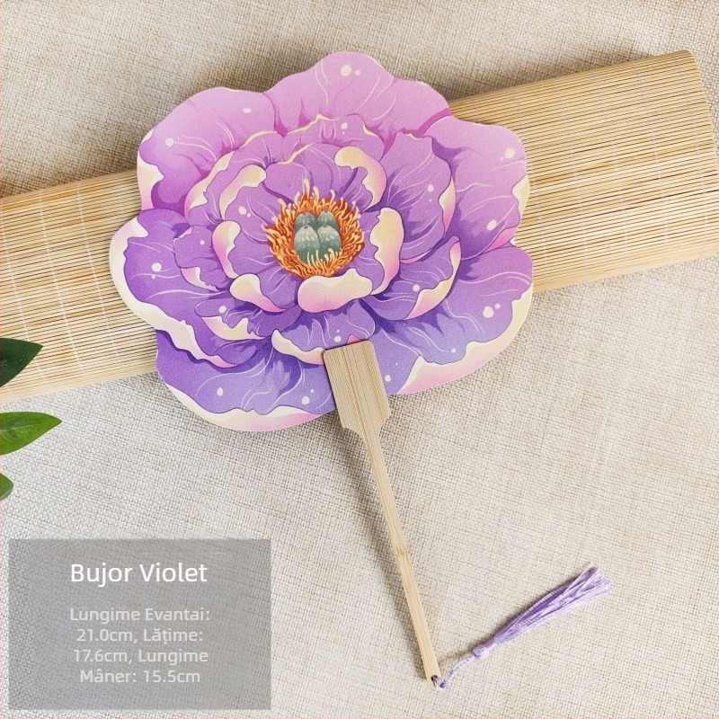 Evantai de bujor Luoyang, evantai în formă de floare în stil antic cultural și creativ, check-in foto pentru locuri pitorești la modă națională, personalizare evantai meșteșugăresc de dans