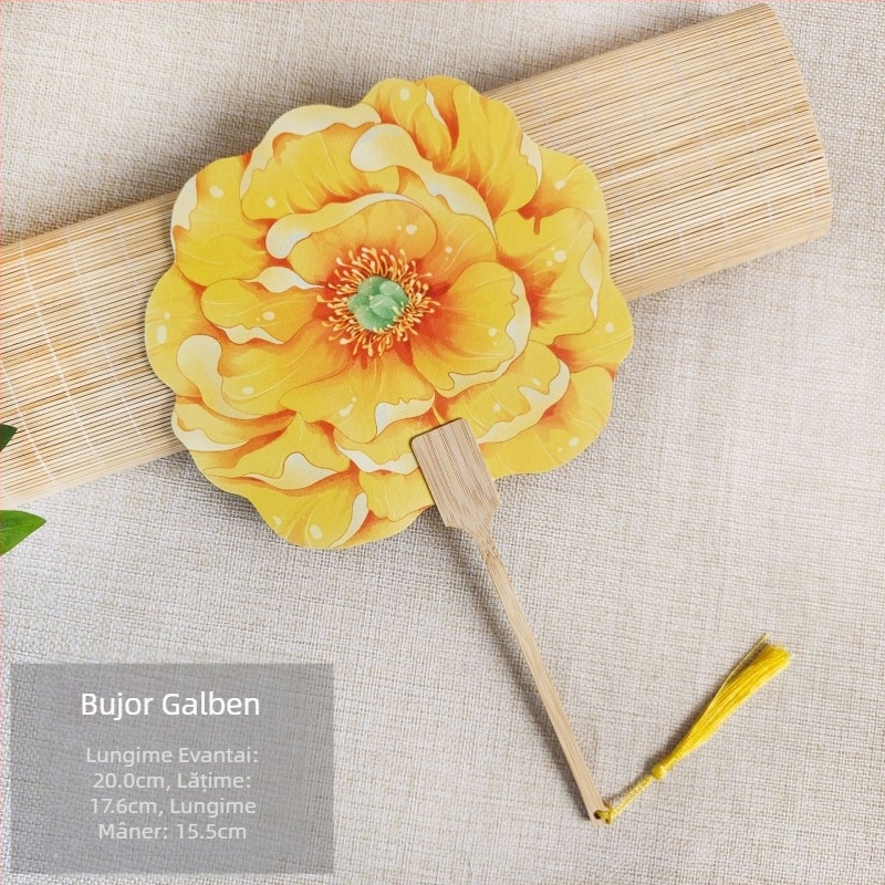 Evantai de bujor Luoyang, evantai în formă de floare în stil antic cultural și creativ, check-in foto pentru locuri pitorești la modă națională, personalizare evantai meșteșugăresc de dans