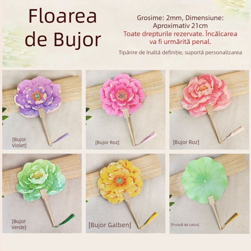 Evantai de bujor Luoyang, evantai în formă de floare în stil antic cultural și creativ, check-in foto pentru locuri pitorești la modă națională, personalizare evantai meșteșugăresc de dans