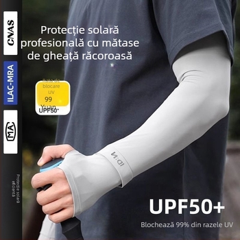 Maneci de mătase de gheață pentru bărbați, protecție solară, vară, mărime plus, protecție UV, pentru șofat în aer liber, ciclism, manșete de braț