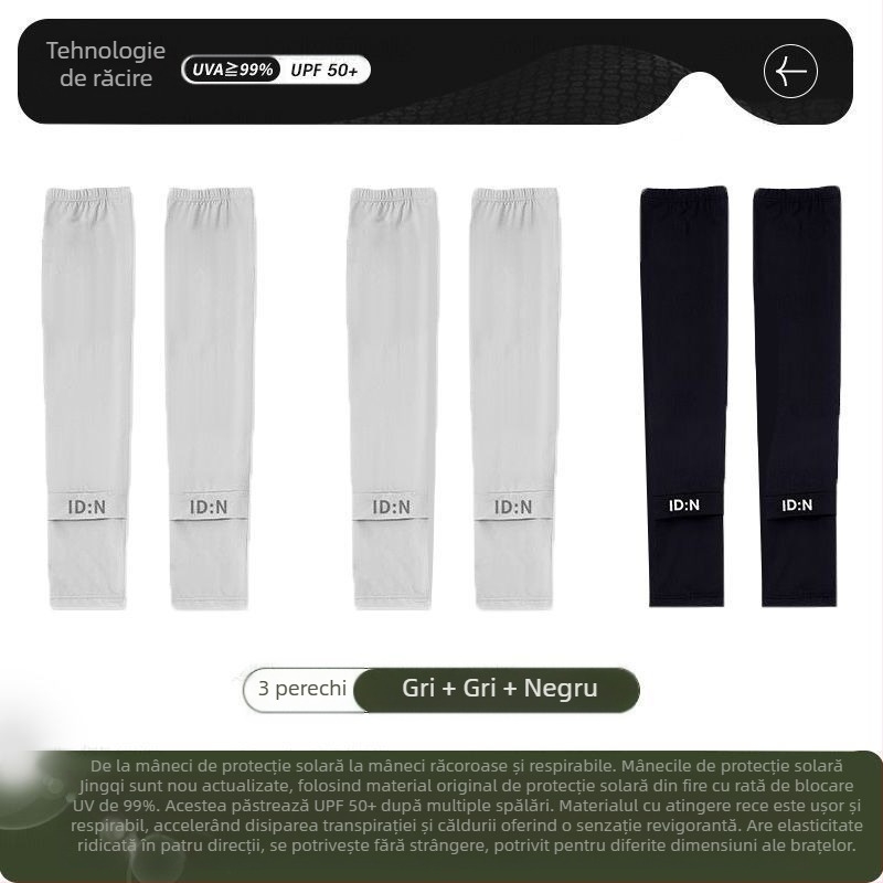 Maneci de mătase de gheață pentru bărbați, protecție solară, vară, mărime plus, protecție UV, pentru șofat în aer liber, ciclism, manșete de braț