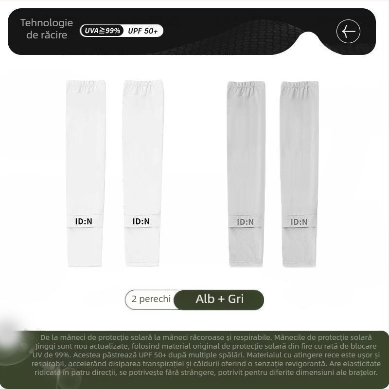 Maneci de mătase de gheață pentru bărbați, protecție solară, vară, mărime plus, protecție UV, pentru șofat în aer liber, ciclism, manșete de braț