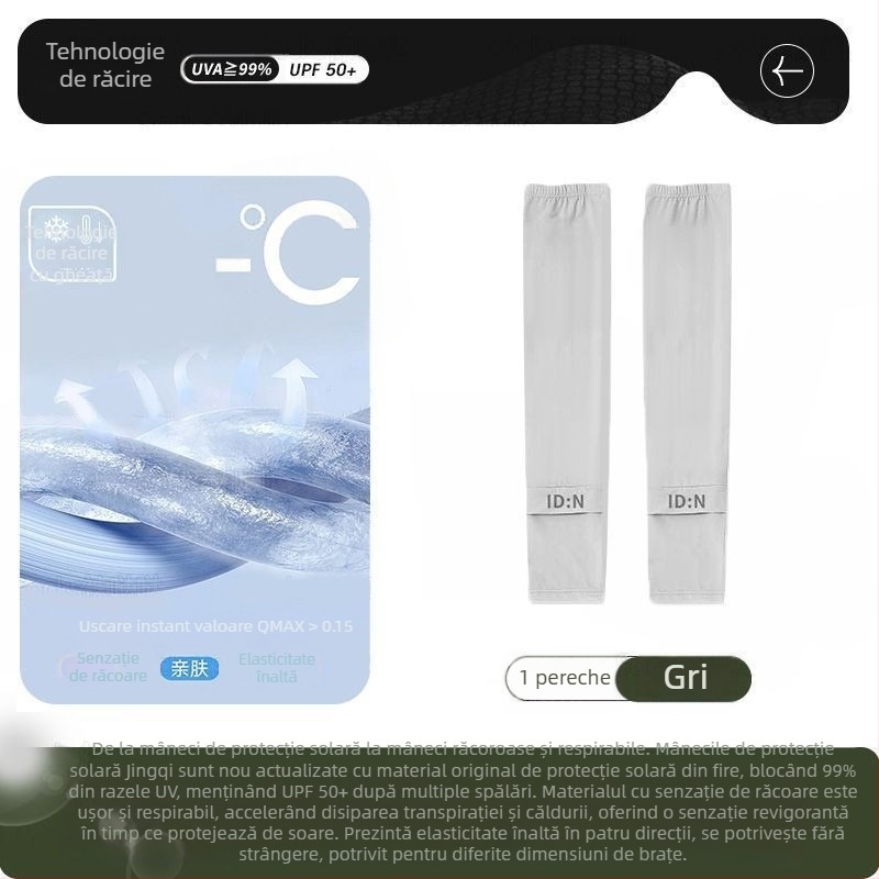 Maneci de mătase de gheață pentru bărbați, protecție solară, vară, mărime plus, protecție UV, pentru șofat în aer liber, ciclism, manșete de braț