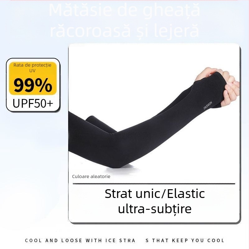 Maneci de mătase de gheață pentru bărbați, protecție solară, vară, mărime plus, protecție UV, pentru șofat în aer liber, ciclism, manșete de braț