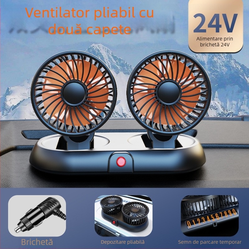 Ventilator auto nou cu patru capete, ventilator electric pentru mașină, ventilator rotativ la 360 de grade, pliabil, puternic, pentru refrigerare, mini camion, ventilator mic