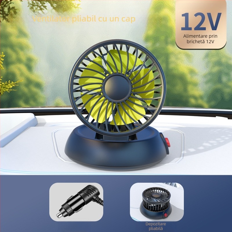 Ventilator auto nou cu patru capete, ventilator electric pentru mașină, ventilator rotativ la 360 de grade, pliabil, puternic, pentru refrigerare, mini camion, ventilator mic