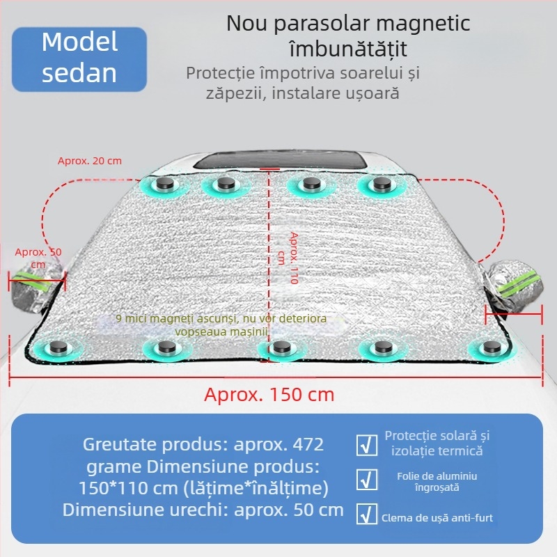 Husă auto pentru parbriz, protecție solară, protecție împotriva ploaie, izolație termică îngheț, jumătate de husă pentru jumătate de corp, husă exterioară sub-pass, scut de zăpadă