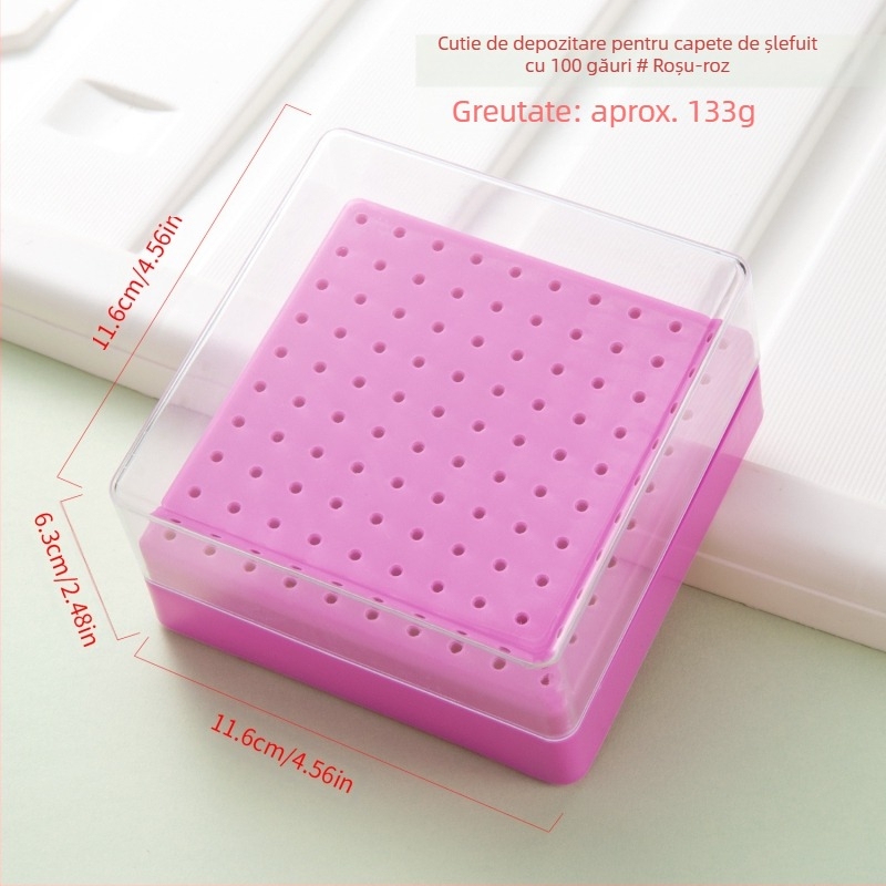 Cutie de depozitare cu 30 de găuri pentru curățarea capului de lustruire transfrontalieră, cap de șlefuire a unghiilor pătrate cu 100 de găuri, suport de afișare transparent rezistent la praf, în stoc