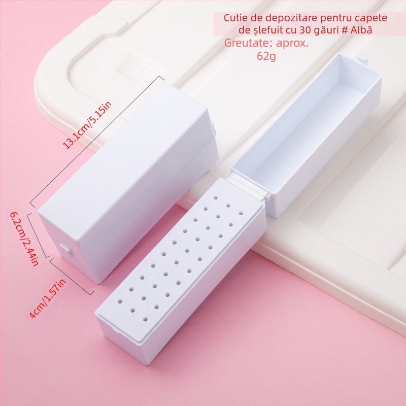 Cutie de depozitare cu 30 de găuri pentru curățarea capului de lustruire transfrontalieră, cap de șlefuire a unghiilor pătrate cu 100 de găuri, suport de afișare transparent rezistent la praf, în stoc