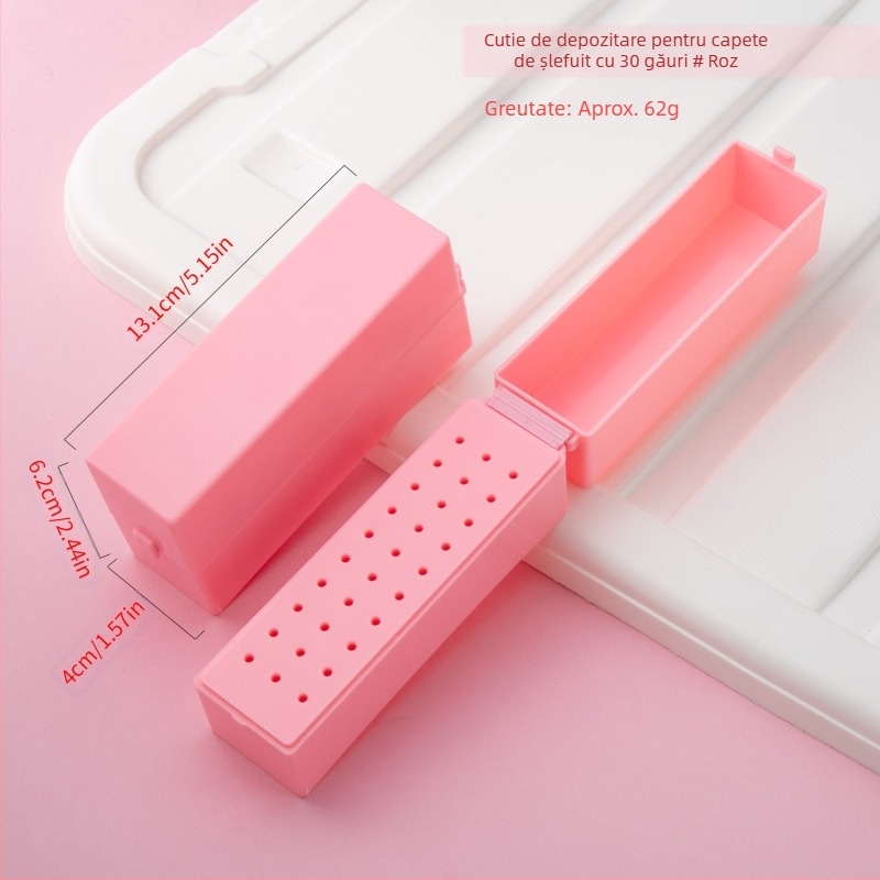 Cutie de depozitare cu 30 de găuri pentru curățarea capului de lustruire transfrontalieră, cap de șlefuire a unghiilor pătrate cu 100 de găuri, suport de afișare transparent rezistent la praf, în stoc