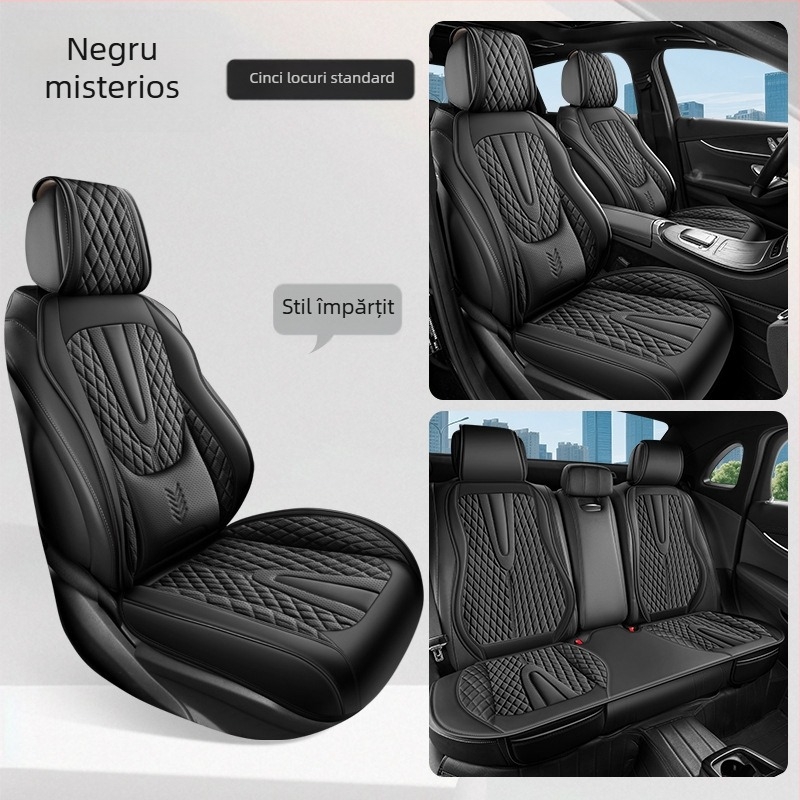 Suport lombar fix, pernă pentru scaun auto complet închisă, husă universală pentru patru sezoane cu cinci locuri, pernă pentru scaun auto respirabilă și rezistentă la uzură