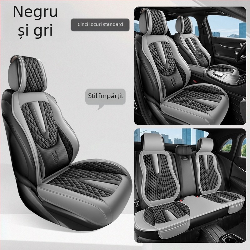 Suport lombar fix, pernă pentru scaun auto complet închisă, husă universală pentru patru sezoane cu cinci locuri, pernă pentru scaun auto respirabilă și rezistentă la uzură