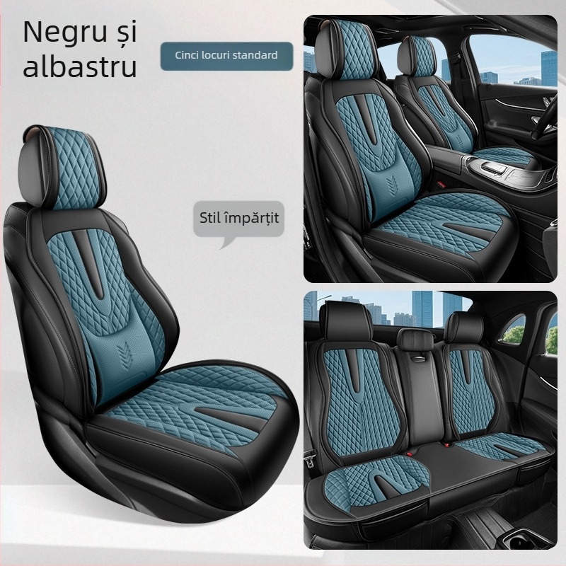 Suport lombar fix, pernă pentru scaun auto complet închisă, husă universală pentru patru sezoane cu cinci locuri, pernă pentru scaun auto respirabilă și rezistentă la uzură