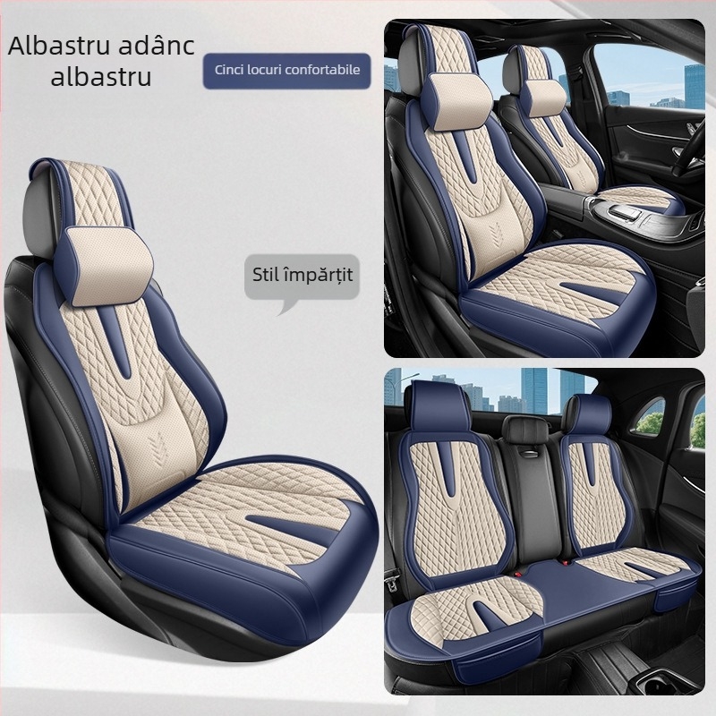 Suport lombar fix, pernă pentru scaun auto complet închisă, husă universală pentru patru sezoane cu cinci locuri, pernă pentru scaun auto respirabilă și rezistentă la uzură
