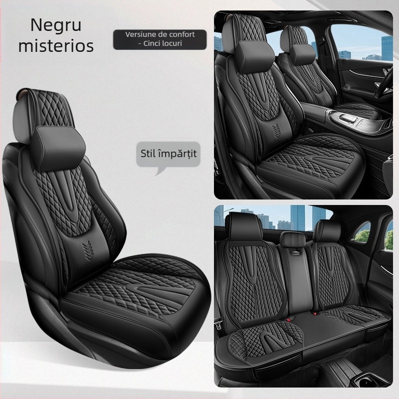 Suport lombar fix, pernă pentru scaun auto complet închisă, husă universală pentru patru sezoane cu cinci locuri, pernă pentru scaun auto respirabilă și rezistentă la uzură