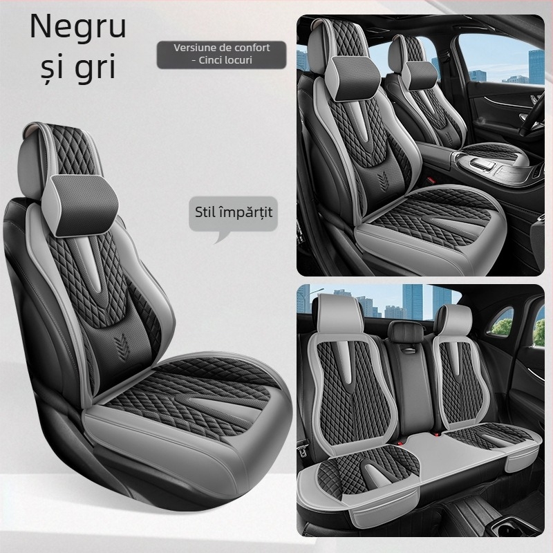 Suport lombar fix, pernă pentru scaun auto complet închisă, husă universală pentru patru sezoane cu cinci locuri, pernă pentru scaun auto respirabilă și rezistentă la uzură