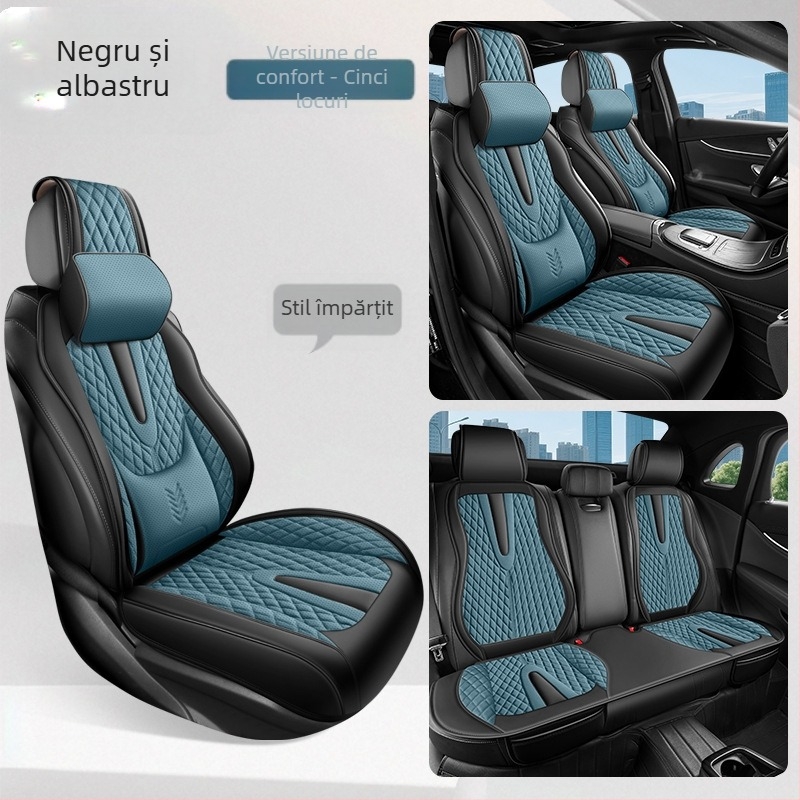 Suport lombar fix, pernă pentru scaun auto complet închisă, husă universală pentru patru sezoane cu cinci locuri, pernă pentru scaun auto respirabilă și rezistentă la uzură