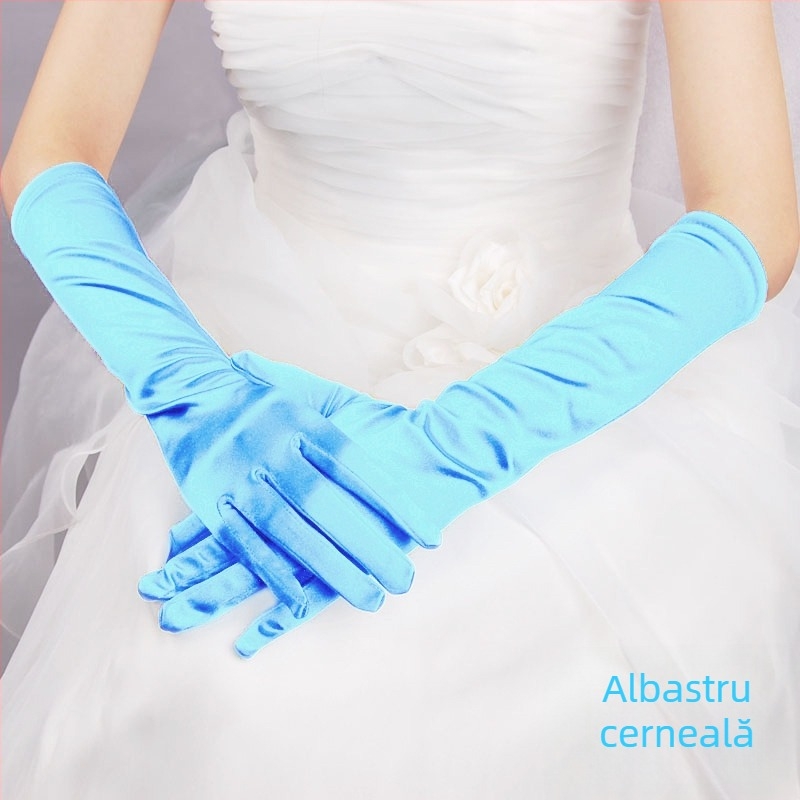 Mănuși de mireasă din satin lungi din satin retro pentru nuntă, accesorii foto, fotografie de călătorie, parasolar, mănuși de mireasă pentru rochie de mireasă