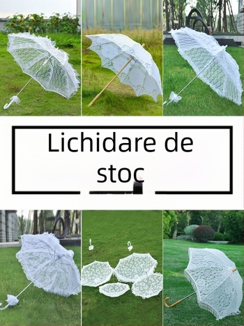 ♡Umbrelă de mireasă din dantelă, umbrelă albă de prințesă, umbrelă de mireasă europeană, rochie de mireasă pentru femei, fotografie de nuntă
