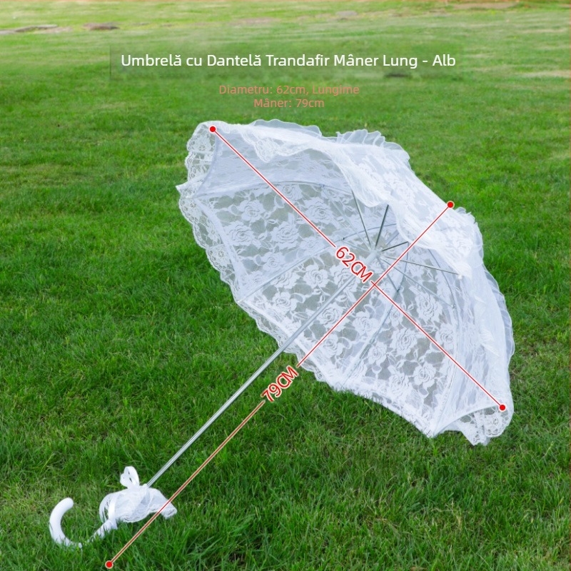 ♡Umbrelă de mireasă din dantelă, umbrelă albă de prințesă, umbrelă de mireasă europeană, rochie de mireasă pentru femei, fotografie de nuntă