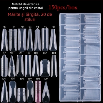 Extensie de unghii cu cristal, 150 de bucăți, fără suport pentru hârtie, extensie rapidă pentru fototerapie, alungirea și lărgirea unghiilor false