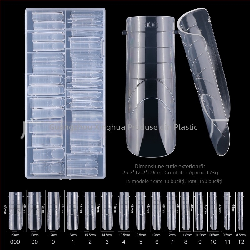 Extensie de unghii cu cristal, 150 de bucăți, fără suport pentru hârtie, extensie rapidă pentru fototerapie, alungirea și lărgirea unghiilor false