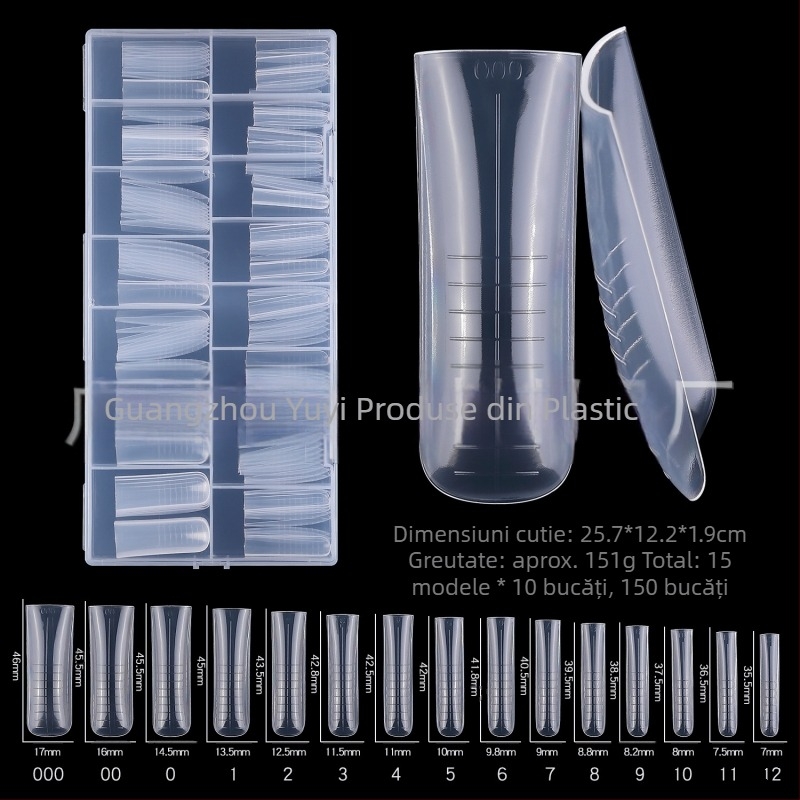 Extensie de unghii cu cristal, 150 de bucăți, fără suport pentru hârtie, extensie rapidă pentru fototerapie, alungirea și lărgirea unghiilor false