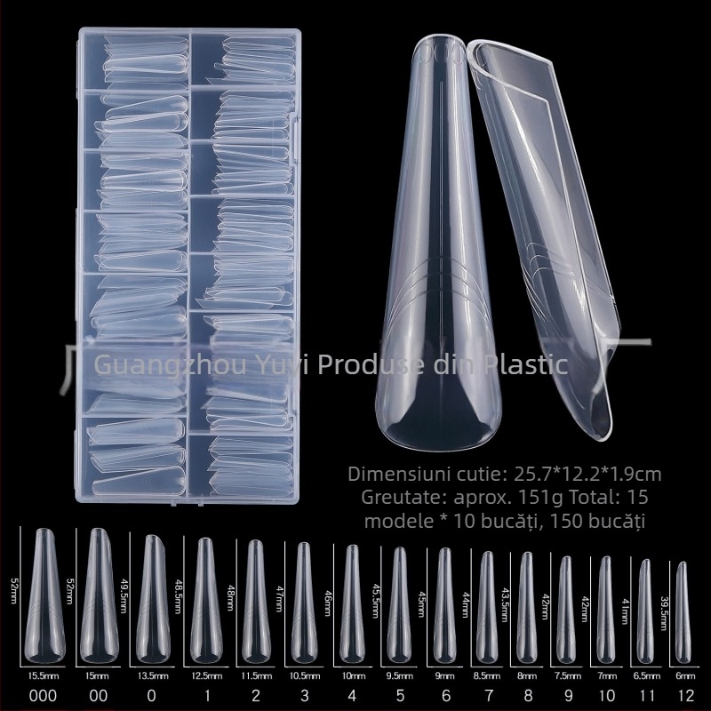 Extensie de unghii cu cristal, 150 de bucăți, fără suport pentru hârtie, extensie rapidă pentru fototerapie, alungirea și lărgirea unghiilor false