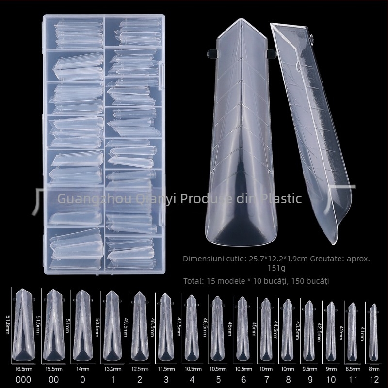 Extensie de unghii cu cristal, 150 de bucăți, fără suport pentru hârtie, extensie rapidă pentru fototerapie, alungirea și lărgirea unghiilor false